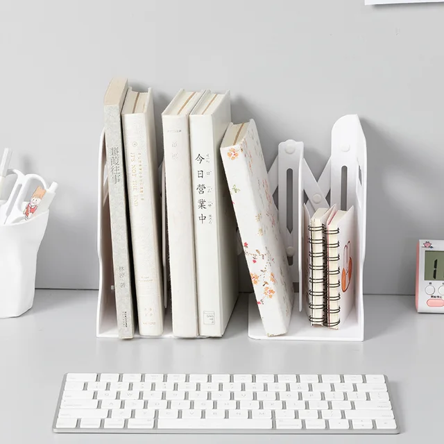 Behúzható Abs Book Stand Kreatív Hallgatók Könyvespolc Adatklip Stretch Fájl Terelő Visszahúzás Zoom Könyv Polc Bookend - Image 3