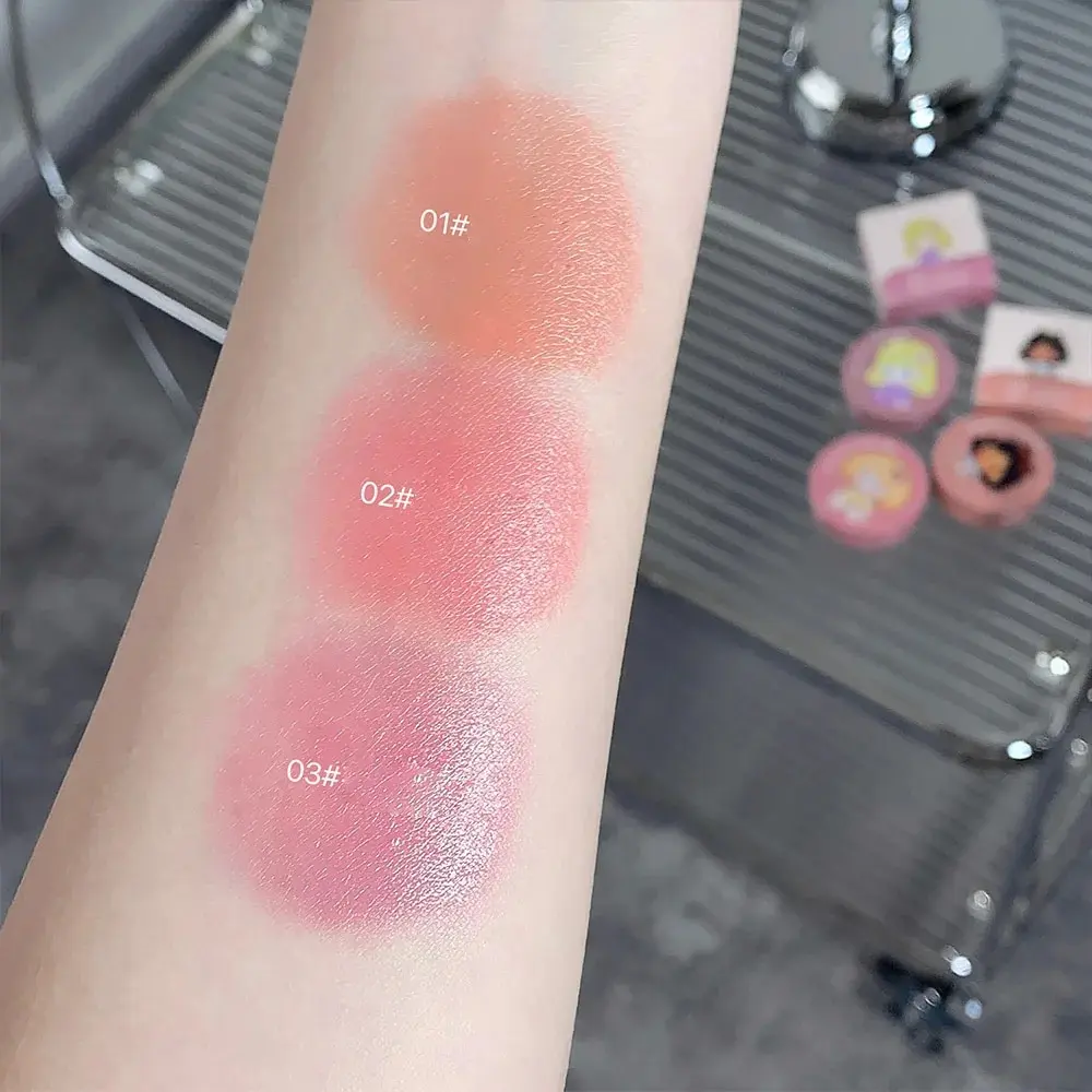 Cushion Blush Blendable Shade with Powder Puff Whitening without Sticking Long Lasting Gege Bear Makeup Blusher 2