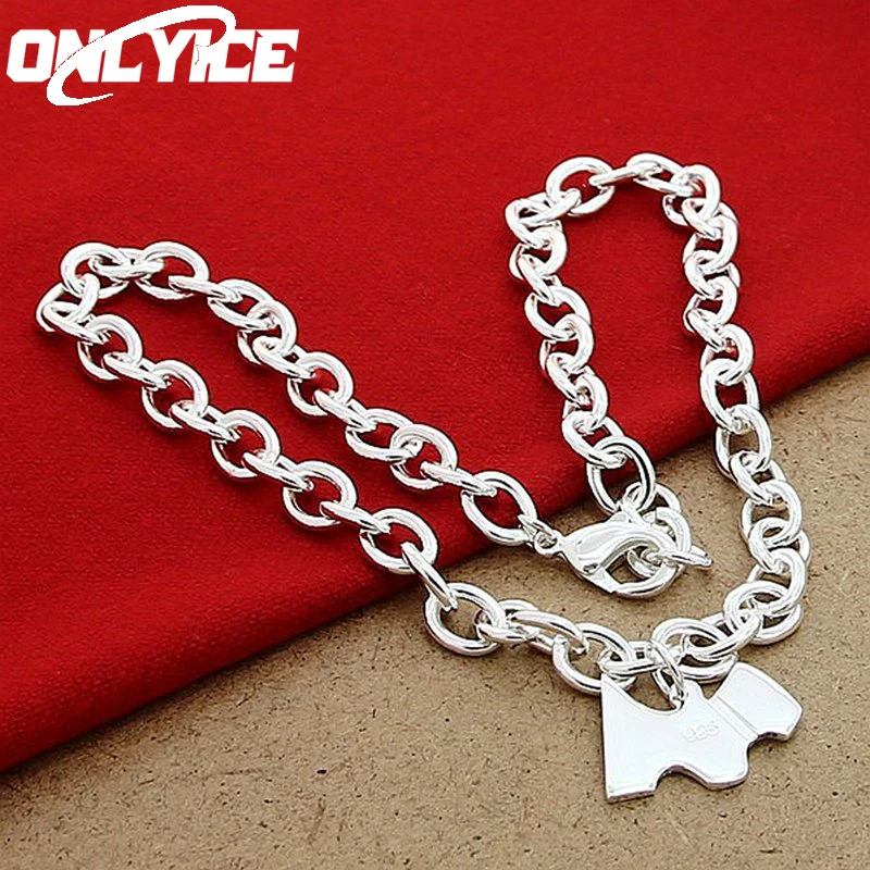 

925 Silver 18 Inch Chain Small Dog Pendant Necklace For Men Women Fashion Party Jewelry Gift