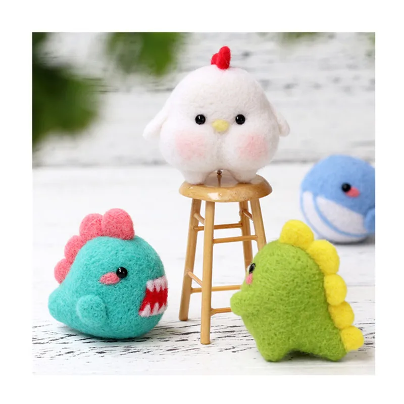 Dinosaur Monster Wool Needlepoint Kit English Instruction Wool Felt Needle Felting Decoration Craft Needlecraft DIY Handmade needle felting kit wool felting kit needle felting painting kit