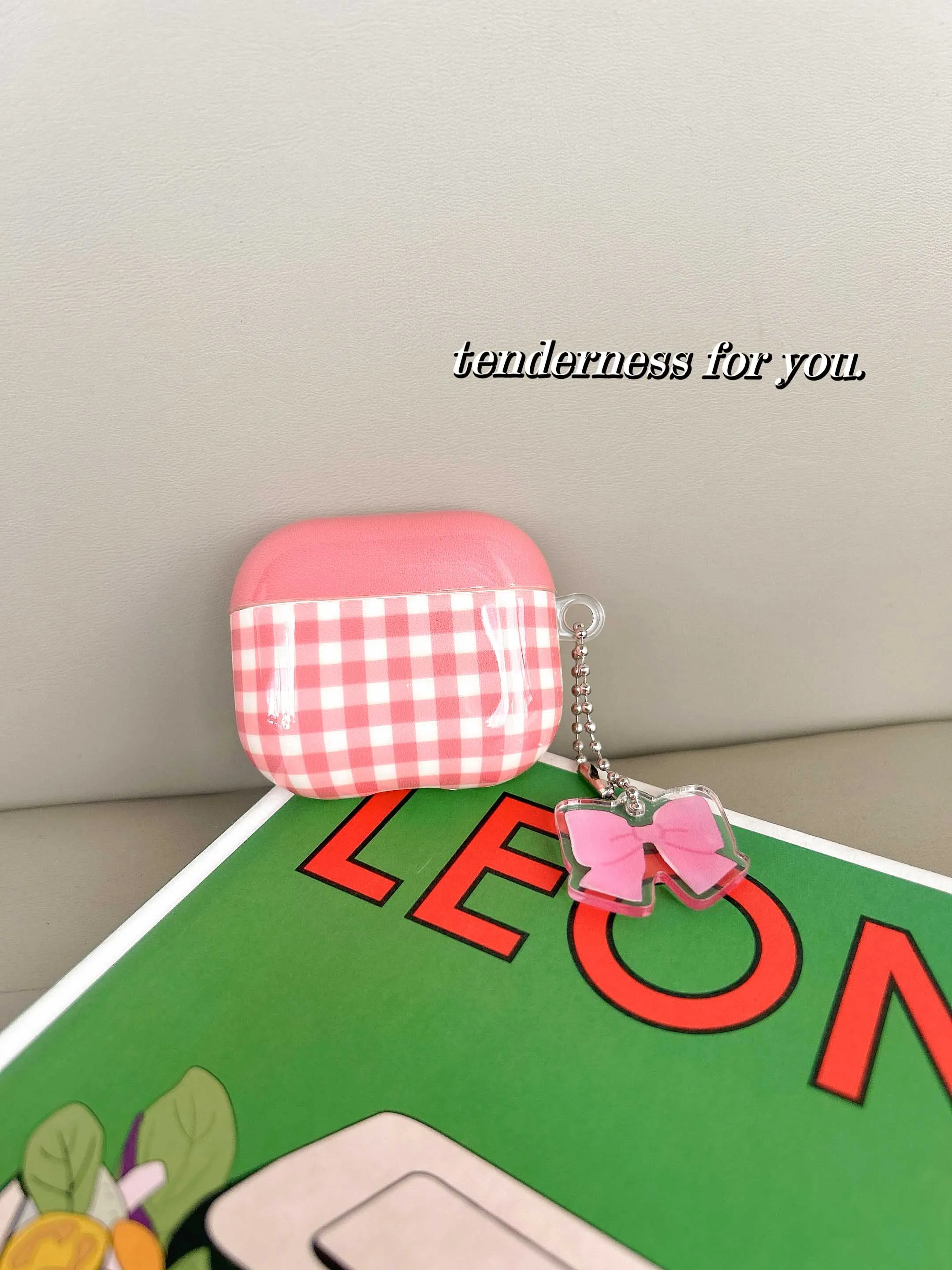 3D Pink Butterfly Chain Protect Earphone Case For Airpods