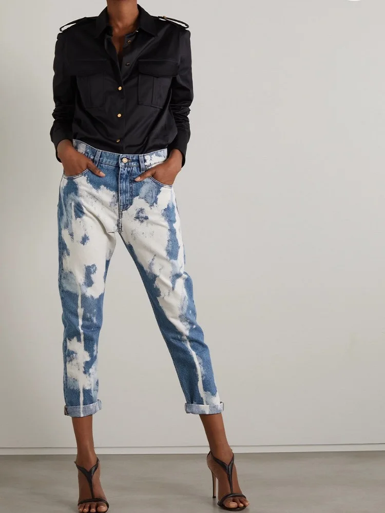 

2024 Ladies Jeans Trend Cotton Printed Skinny High Waist Womens Trousers y2k Clothing New Fashion High Quality Skinny bra