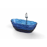 1750x785x640mm Oval Resin Ripple Bathtub Freestanding Floor Mounted Navy Blue Tansparent Tub BV001-3 1