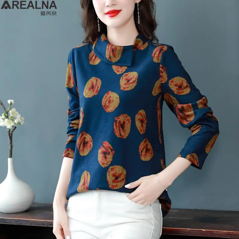 

Fashion Women German velvet Print Tops and Blouse Shirts 2022 autumn Ladies Office Casual Pullovers blusas mujer de moda 2022