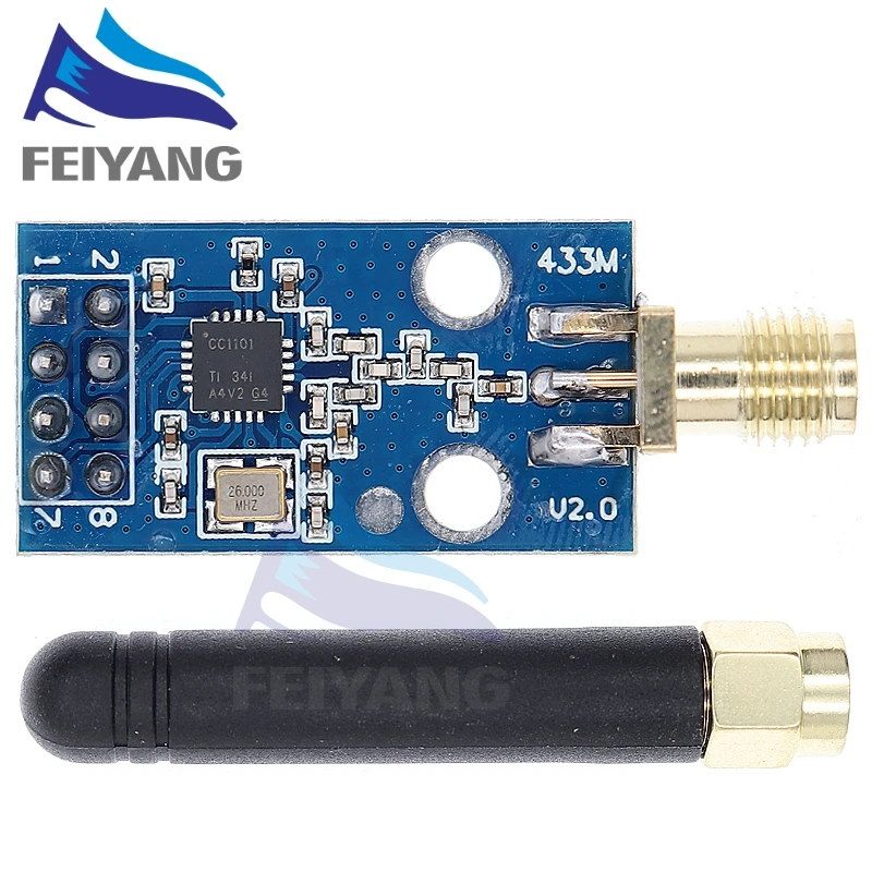 Module-8 CC1101 433 MHz Wireless mit SMA-Modul Antenne für Transceiver Verstärker Sound FM Lora Netzteil Spannungsregler – Detail 2