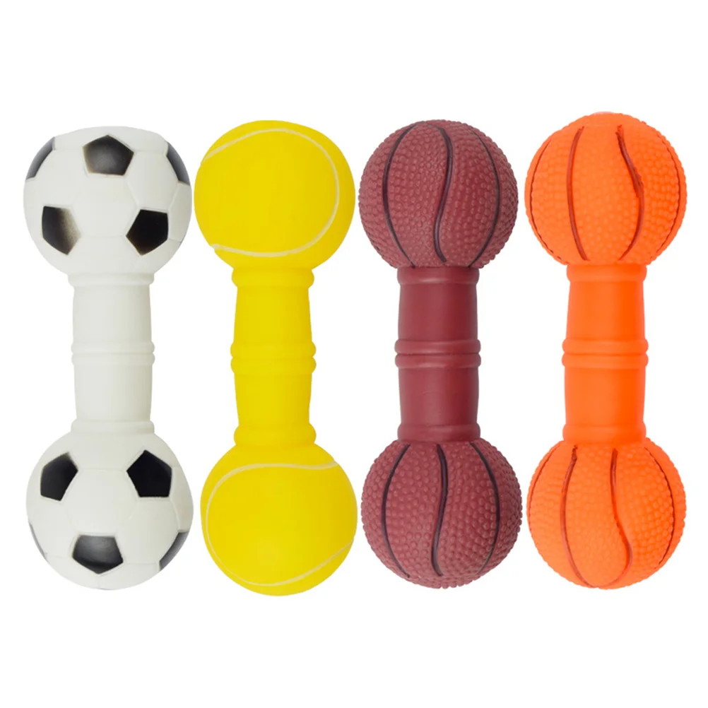 

4 Pcs Bite Resistant Dog Toy Barbell Pet Teeth Grinding Toys Vinyl Molar Supplies