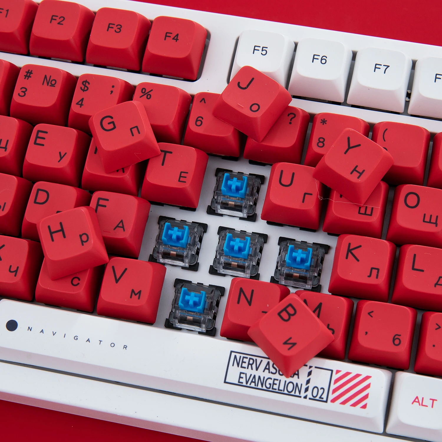 Russo Teclado Mecânico Luz de Fundo Led Translúcido 96-chave Usb Vermelho para Desktop Computador pc Laptop Eva02 - Imagem 6