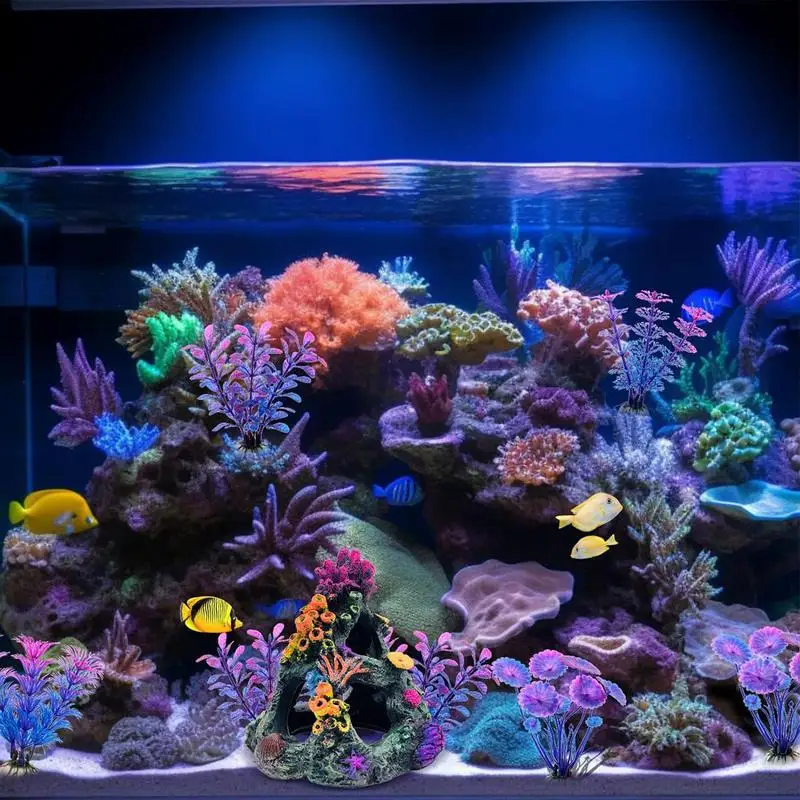 Künstliche Aquariumpflanzen | 2 Stück | Grüne PVC-Pflanzen | Mit Stabilem Sockel | Für Süß- & Salzwasser