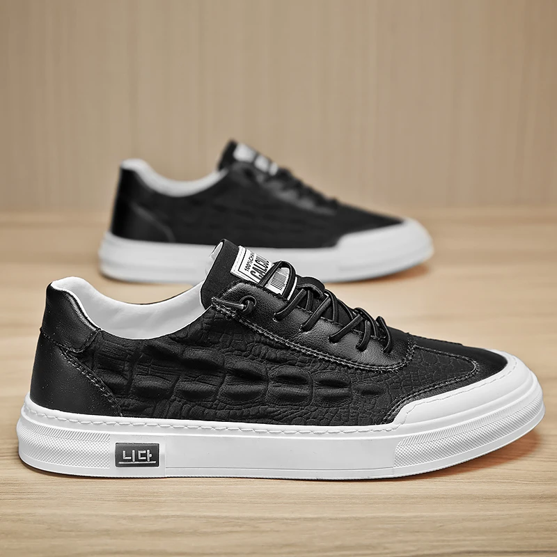 

2023 New Cool Men Casual Shoe Brand Young Casual Footwear Men Lace Up Flats Shoes Men Beige Black Walking Shoes For Mens
