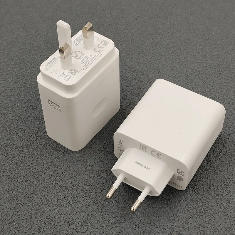 100W Supervooc Fast Charger with USB A Power Adapter & Type C Cable, EU/UK Plugs