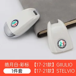 Alfa Romeo Luxury Car Key Cover Replacement - Premium Leather Finish (White  color label)