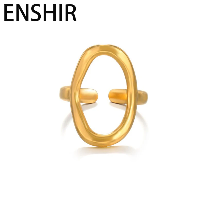 316L Stainless Steel Geometric Hollow Oval Open Ring for Women Men Party Jewelry Gifts stainless steel ring finger ring opening ring adjustable rings