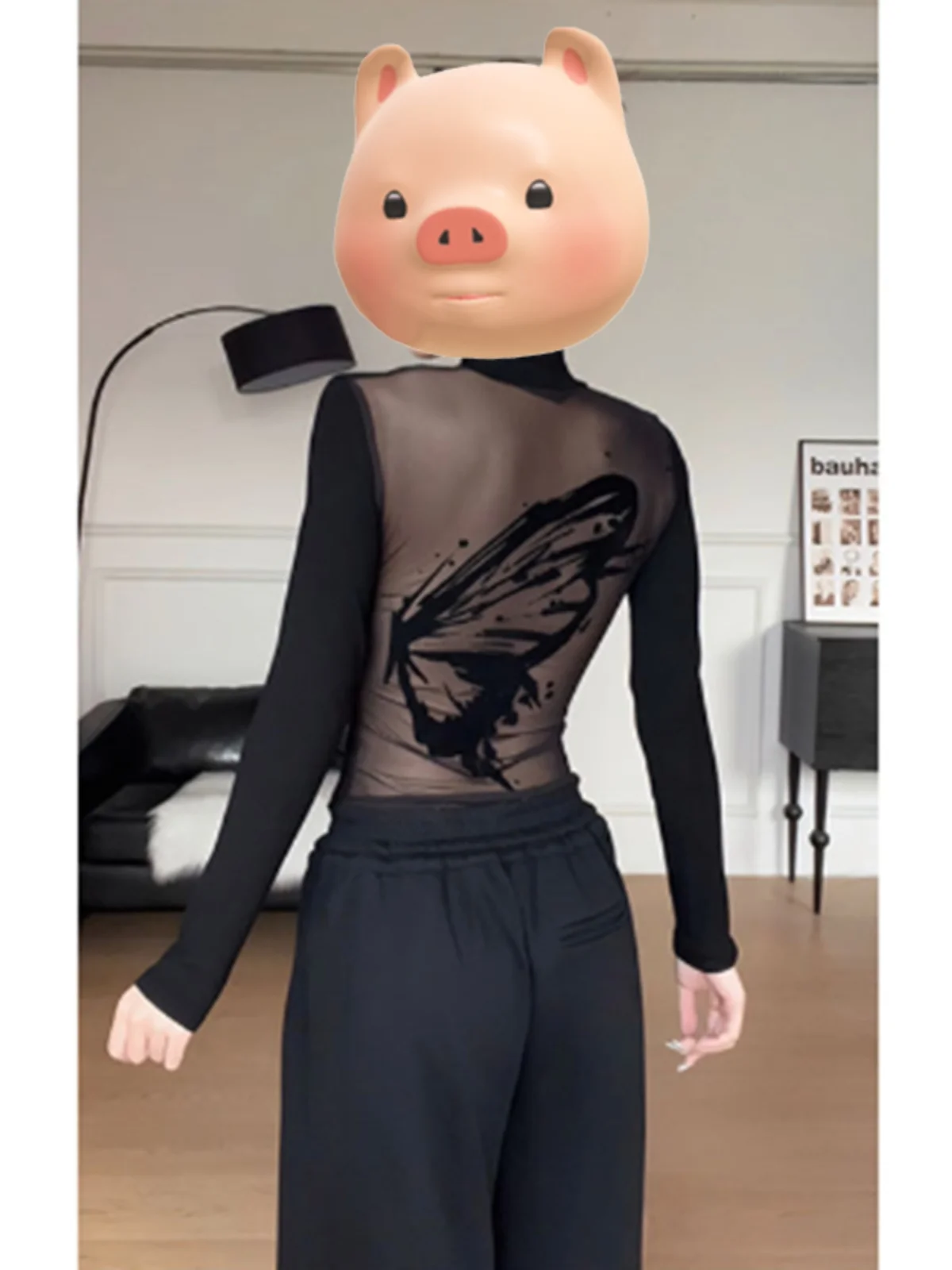 Bla High Collar Printed Base irt Women's Autumn Winter Tight Spicy Girl Inner Wear Can Be Worn outside Top Korean Sle C...