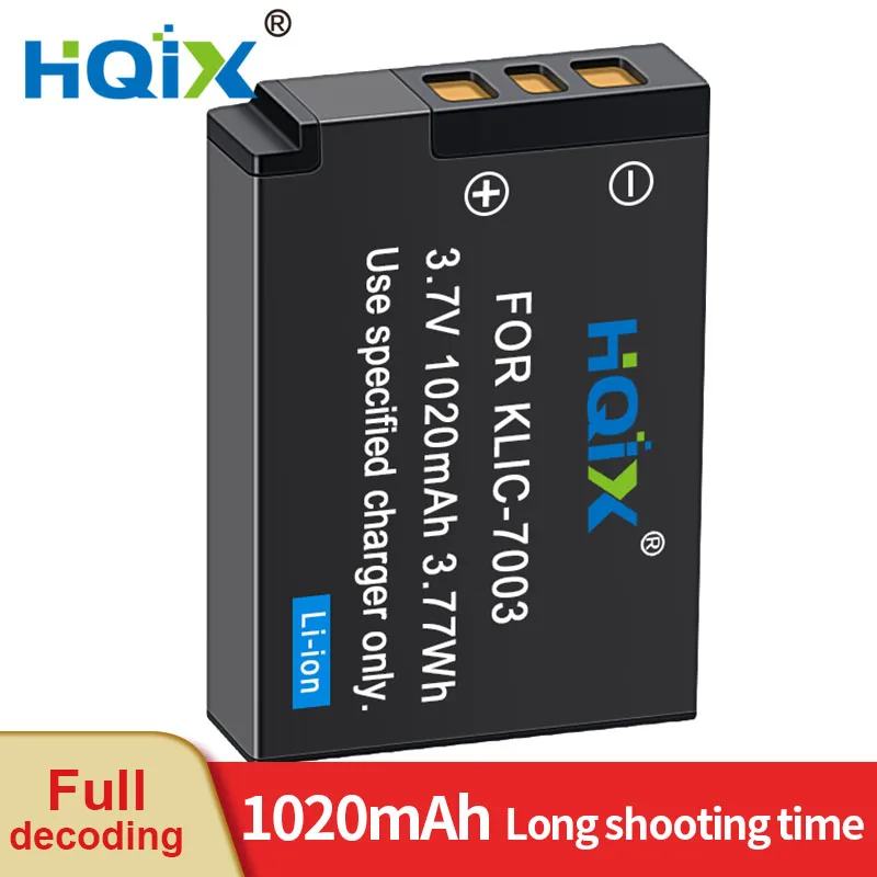 HQIX для Kodak EASYSHARE V1003 V803 GE E1240 E1050TW E1030 E850  камераKLIC-7003 Аккумуляторная батарея