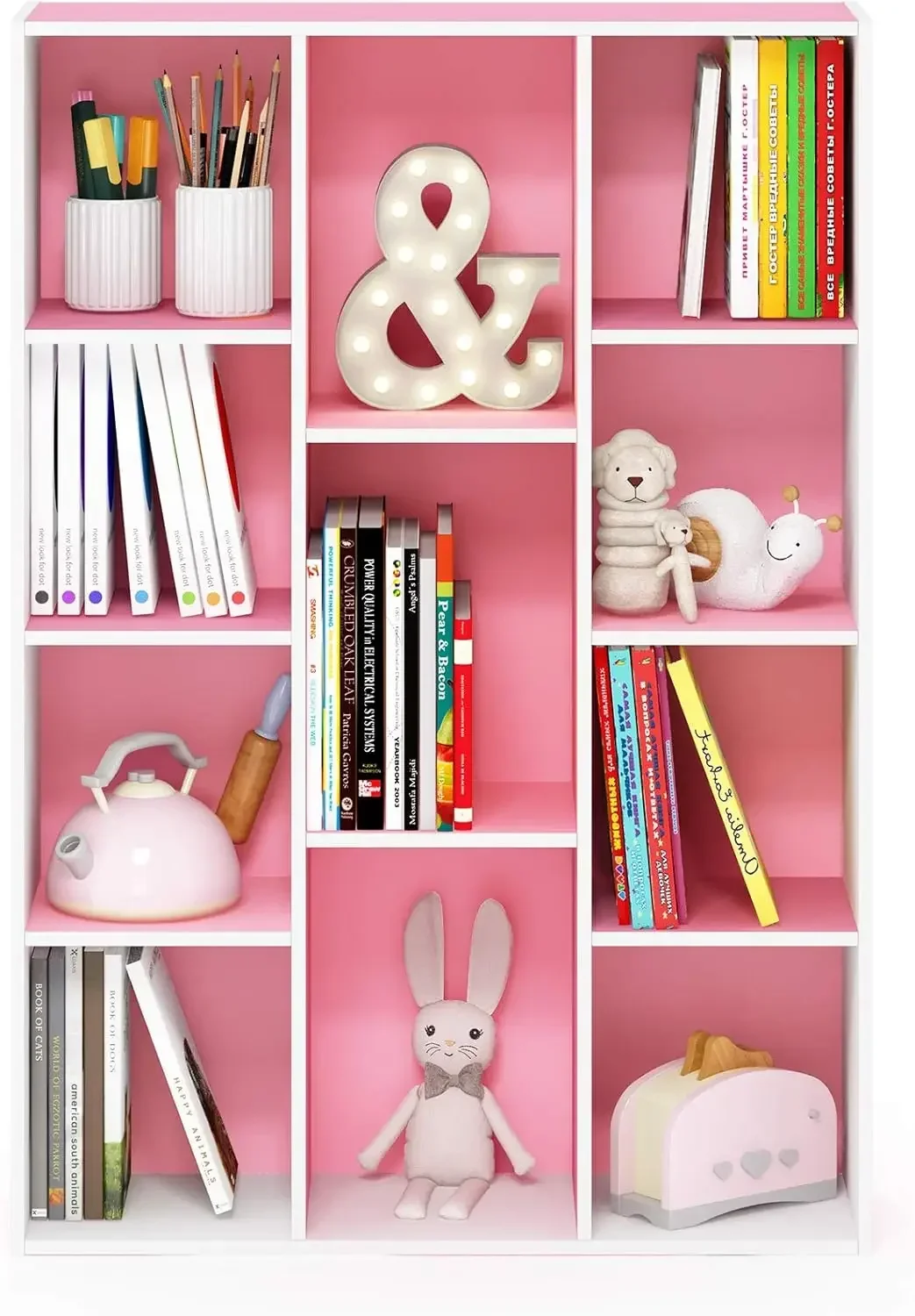 Furinno Luder Bookcase 11-Cube White/Pink
