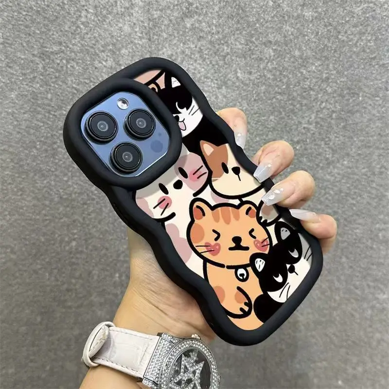 Colorful Cartoon Cat Wave TPU Phone Case Cover