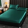 Luxury Satin Fitted Sheet High-End Monochrome Mattress Cover With Elastic Band Bedsheet Home Hotel Bedding Fit Sheet 1