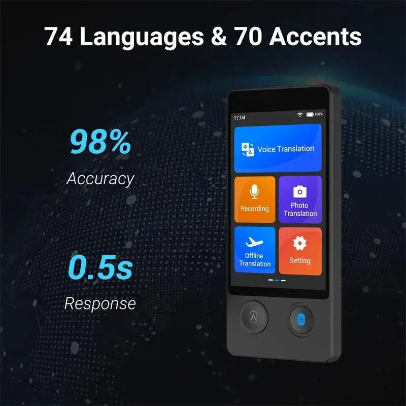 W12 AI Voice 144 Online Language WIFI Instant Translator Intelligent Real-time Recording Text Photo Travel Business Translation