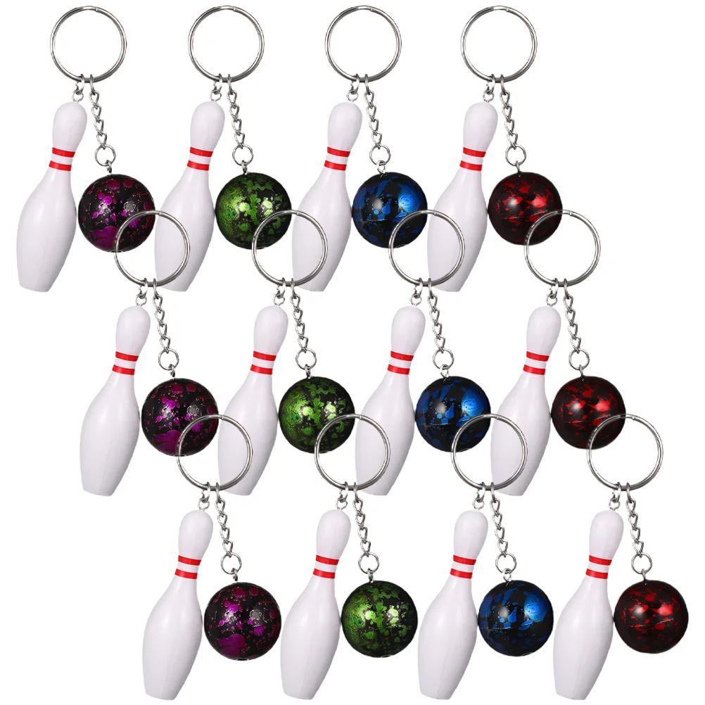 

12 Pcs Key Fob Bowling Keychain Gift Pendants Football Party Decorations Decorative Small Keychains Match Keepsakes Mini Child