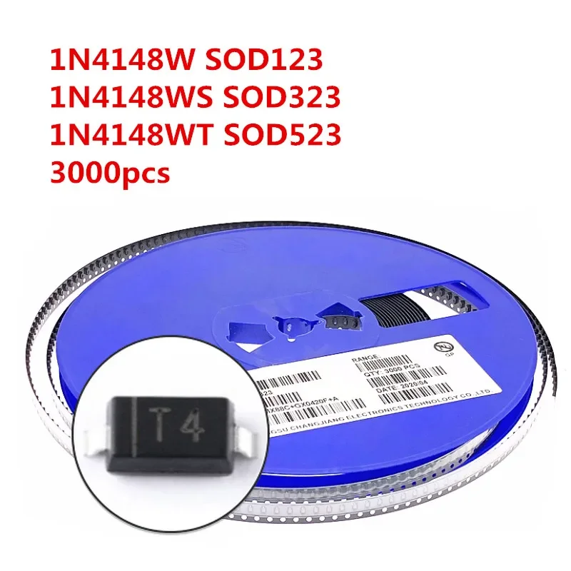 

3000pcs SMD diode 1N4148 1N4148W/1N4148WS/1N4148WT screen printed T4 SOD-123/323/523 1206