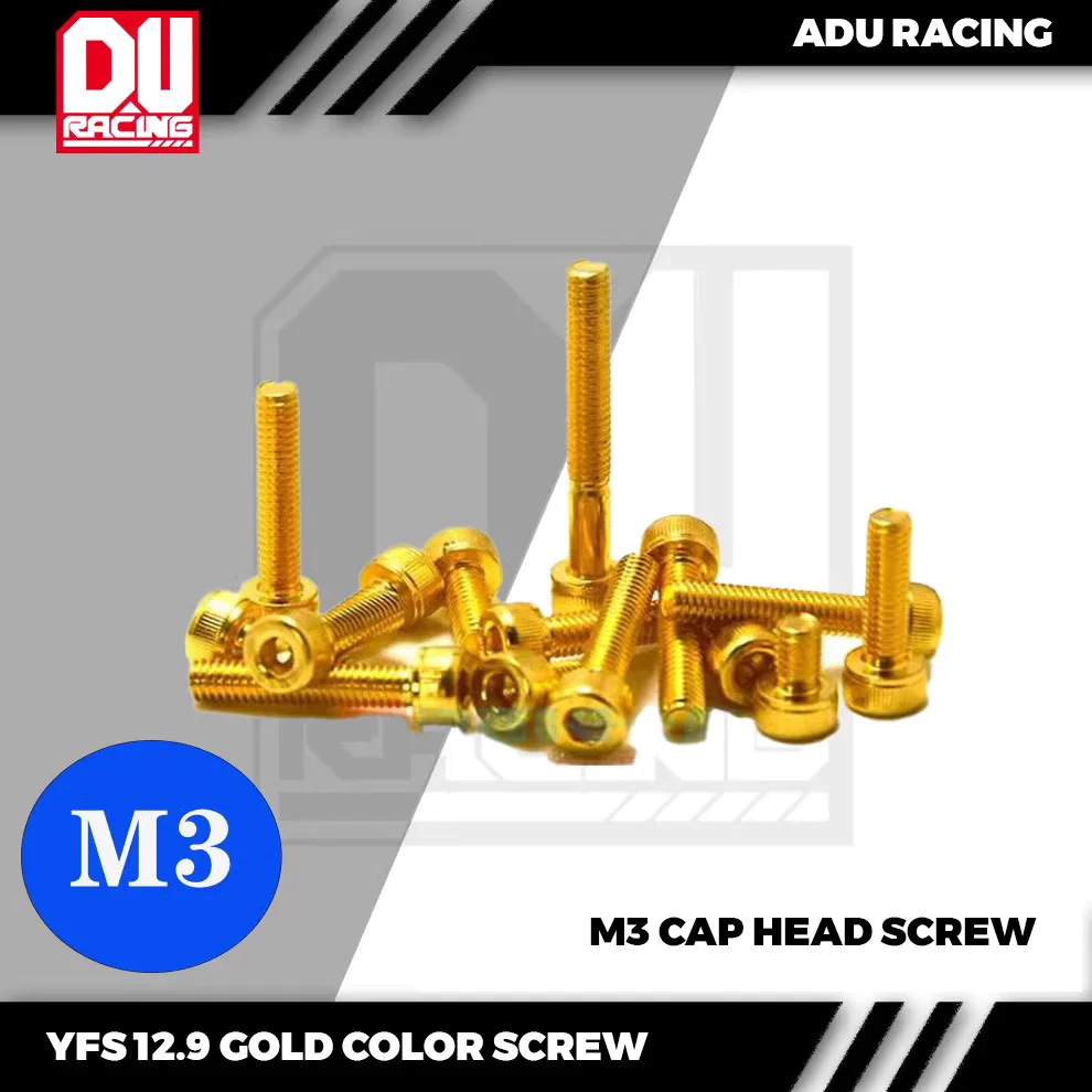 RC Car Parts Go Kart Parts ADU RACING YFS 12.9 CLASS GOLD COLOR M3 CAP HEAD SCREW