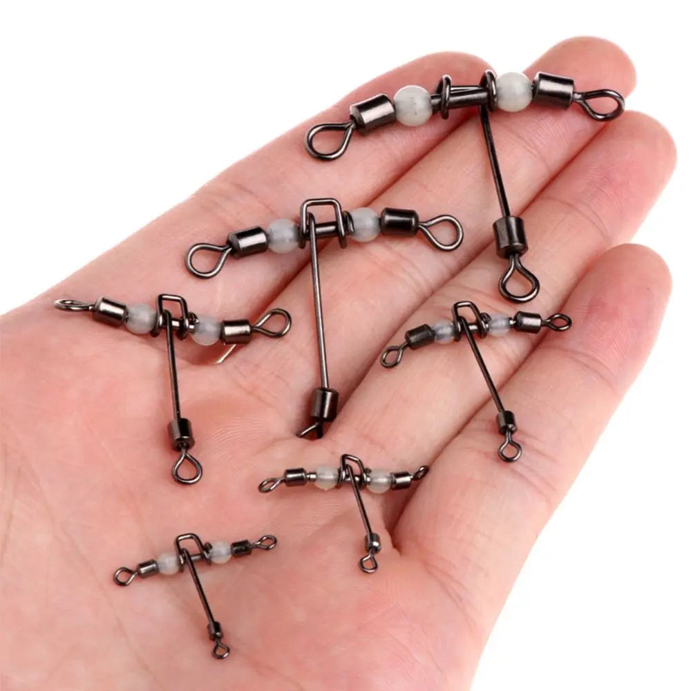 Fishing Swivels 5pcs/lot Hot Splitter Trident Brass Barrel rolling swivel with pearl 3 way connector luminous T-shape