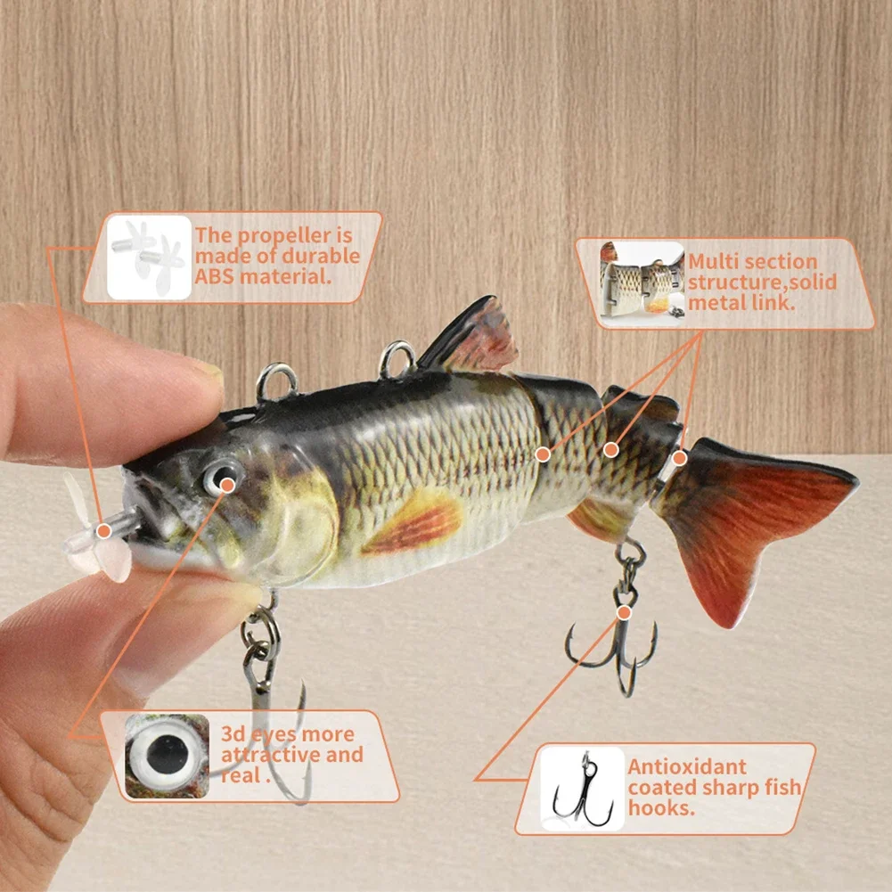 Automatic Swimbait Electric Robotic Fishing Lure 4-Segement Auto Multi Jointed Bait USB Rechargeable Wobbler Pesca Accessories