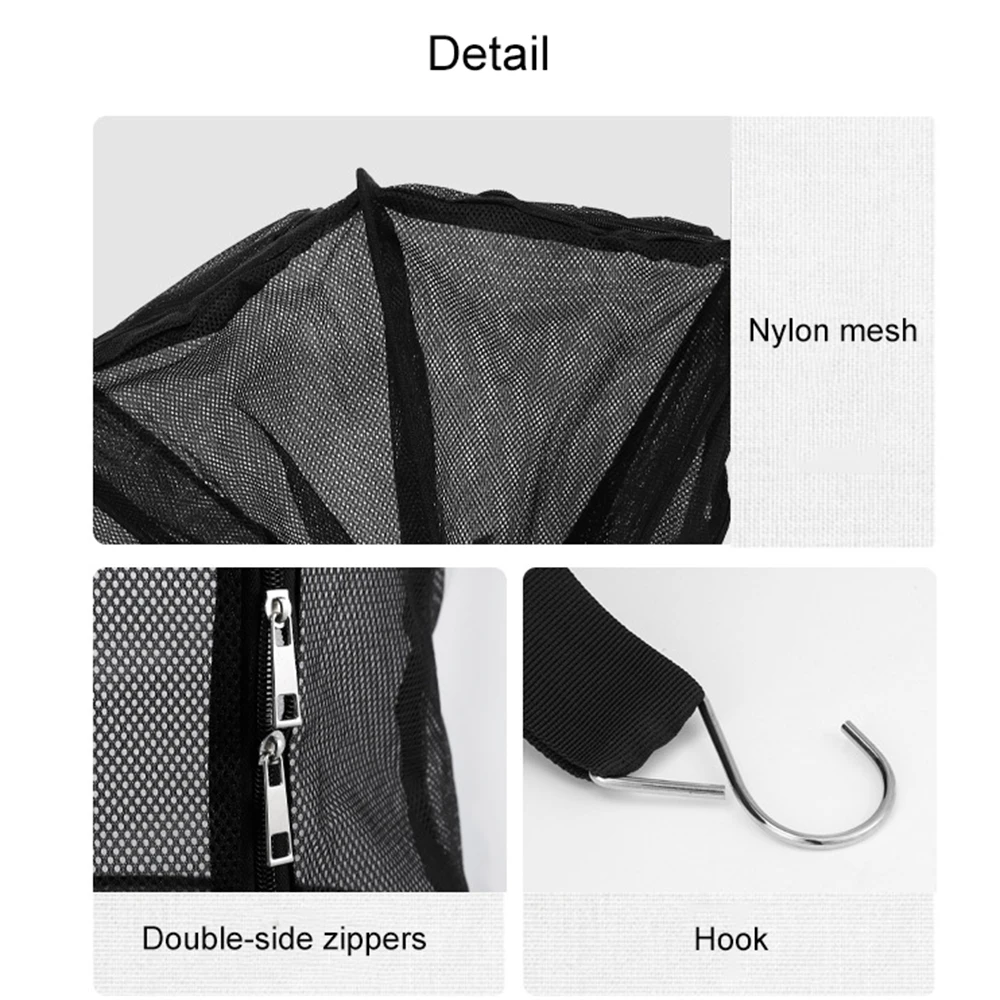Camping Storage Drying Net 3 Layer Outdoor Hanging Mesh Drying Rack Net Basket with Poles for Cookware Tableware Plates Fruit 3