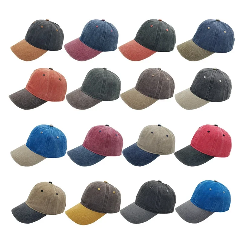 Unisex gewaschene Kappen Vintage farblich abgestimmte Baseballkappe Männer Frauen verstellbar lässig Sommer Outdoor Streetwear Sport weiche Sonnenhut – Detail 1