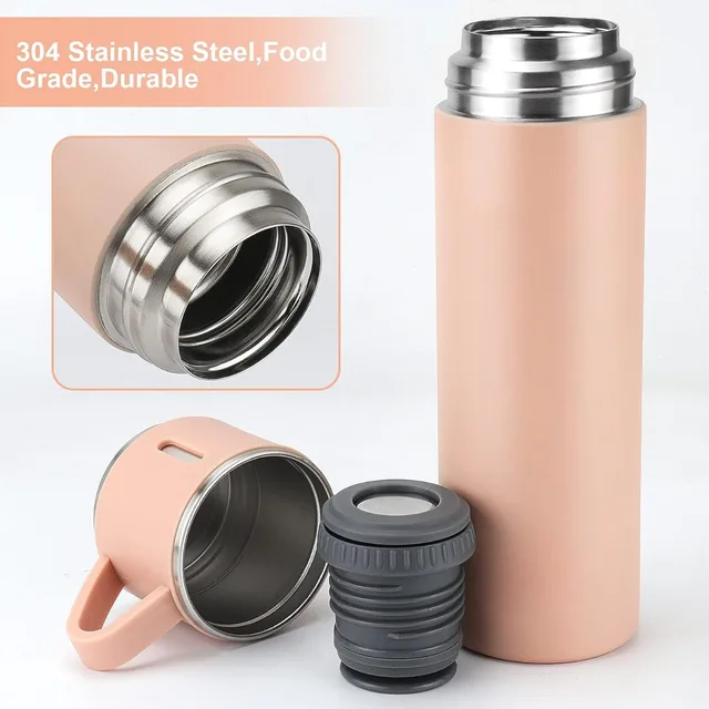 500ml/16.9oz Stainless Steel Thermo Vacuum Insulated Bottle with Cup for Coffee Hot Drink and Cold Drink Water Flask Set 4