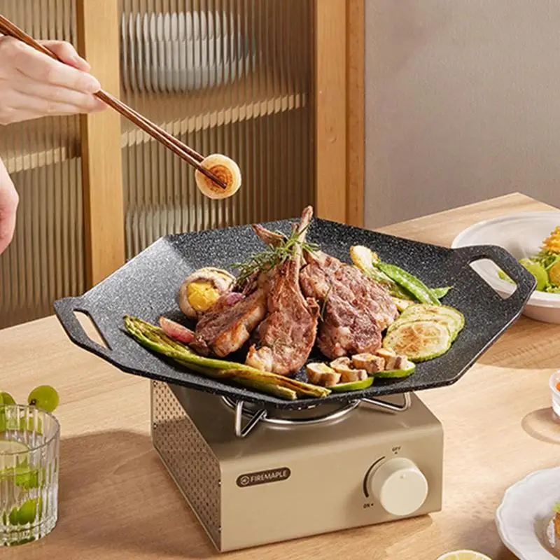 Korean Styles Octagon Barbecue Plate Non-stick Outdoor Camping Grill Pot Hangable Frying Pan BBQ Meat Pot Kitchen Accessories barbecue grill