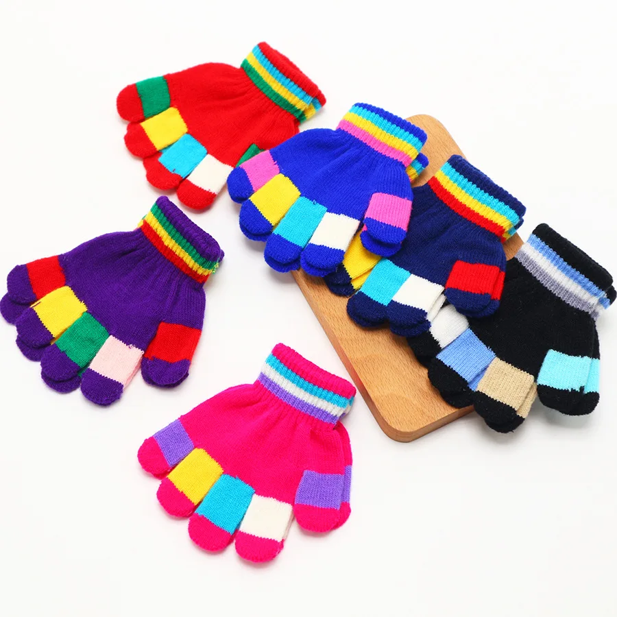 1 Pair Glove Children Magic Glove Girl Boy Kid Stretchy Knitted Winter Warm Full Finger Gloves Children's Figure Gloves
