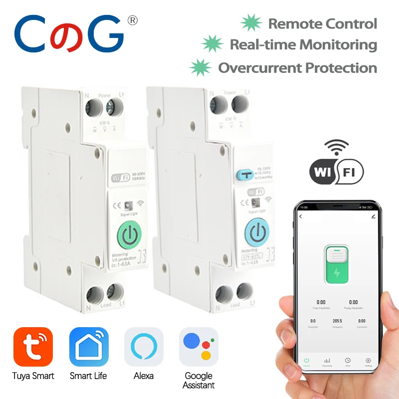 WiFi Smart Circuit Breaker with Over/Under Voltage Protection and Power Metering