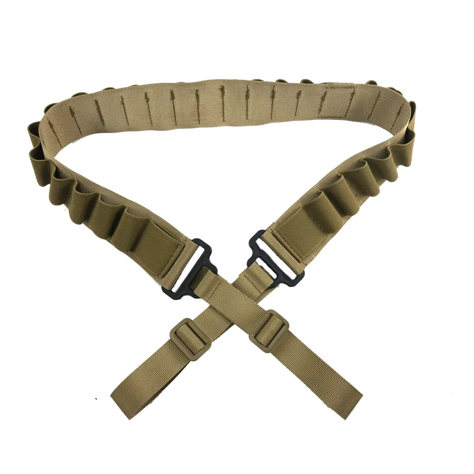 Tactical 12GA Gun Bandoliers 25 Round Belt Ammunition Holder Ammo Carrier Loop Airsoft Hunting Gun Cartridge