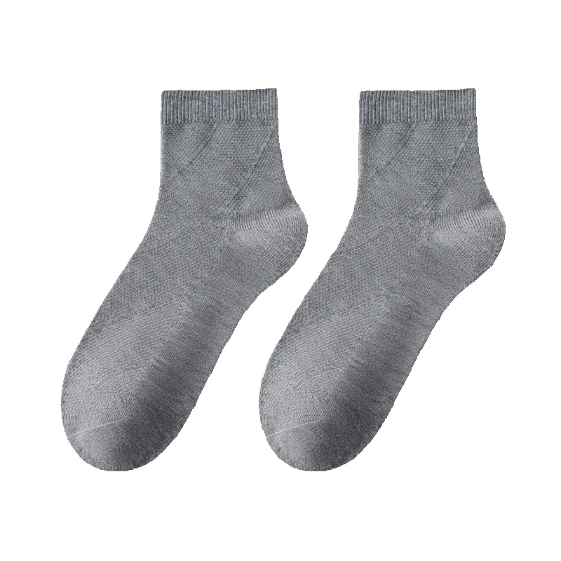 2025e Tube Four Seasons Mesh Breathable Summer Thin Deodorant Combed Cotton Men's Short Socks_voghion.com