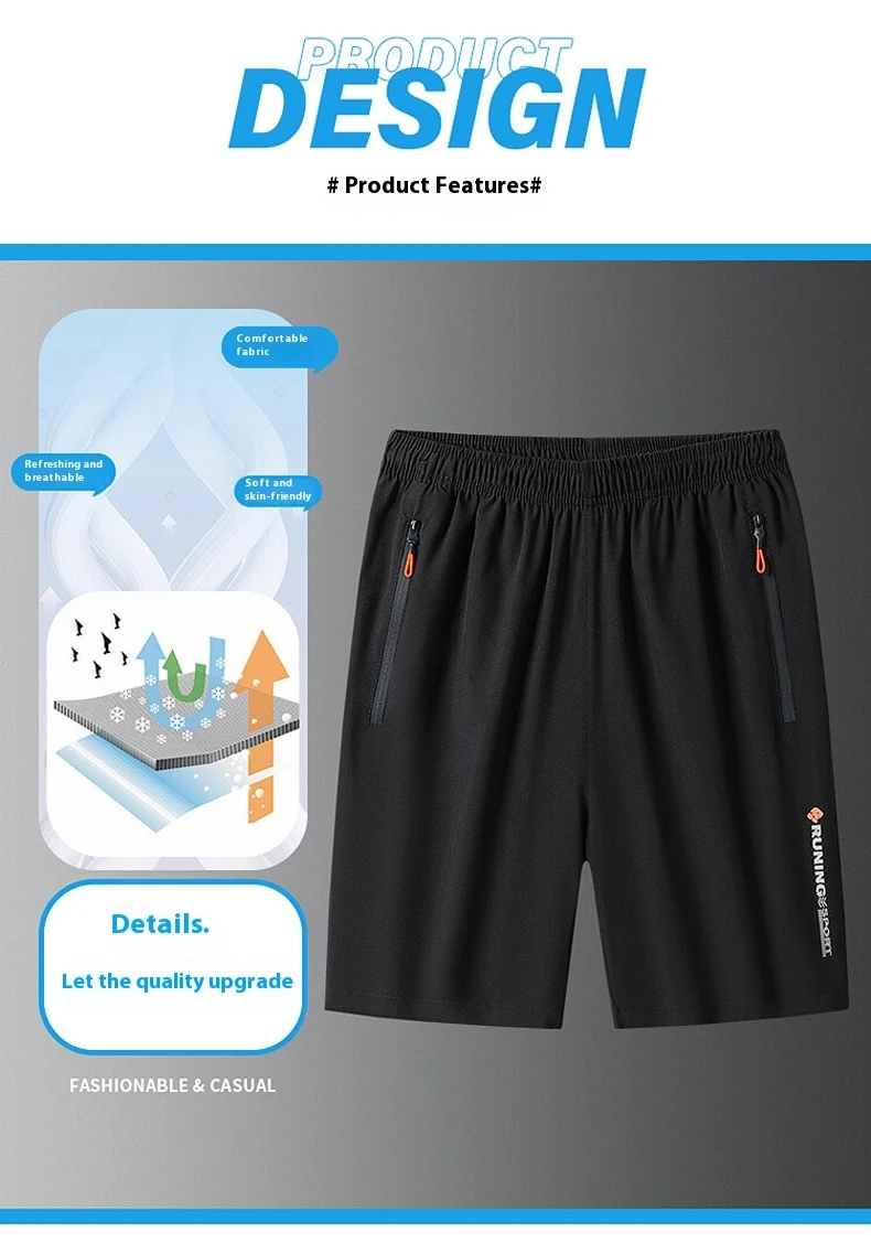 Mens Quick-Dry Sports Shorts - Breathable Loose Mid-Length Running  Hiking Pants