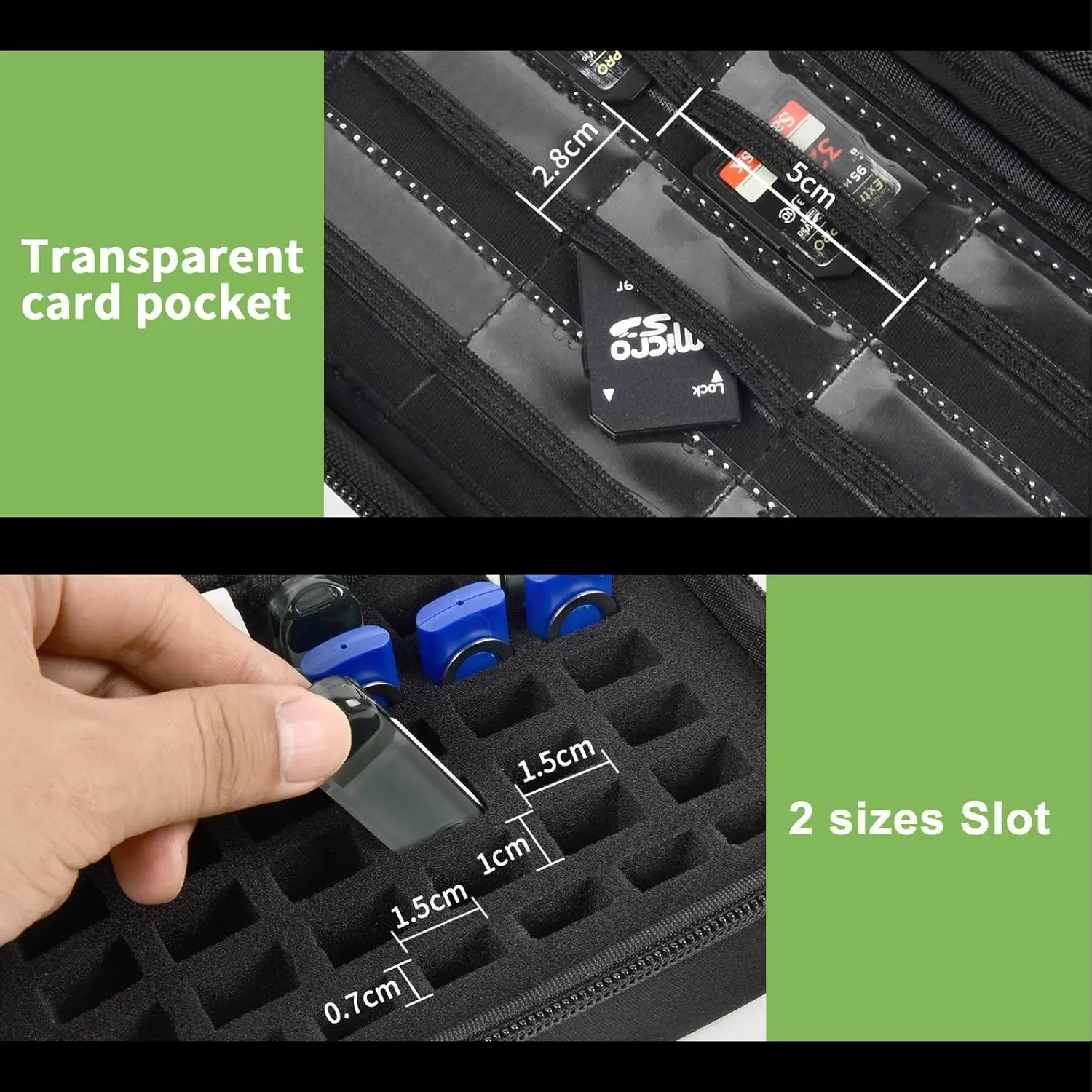 (CASE ONLY) USB Flash Drive Case, SD Card Holder Compatible with Thumb Drive, Memory Cards, SDXC SDHC Storage Bag