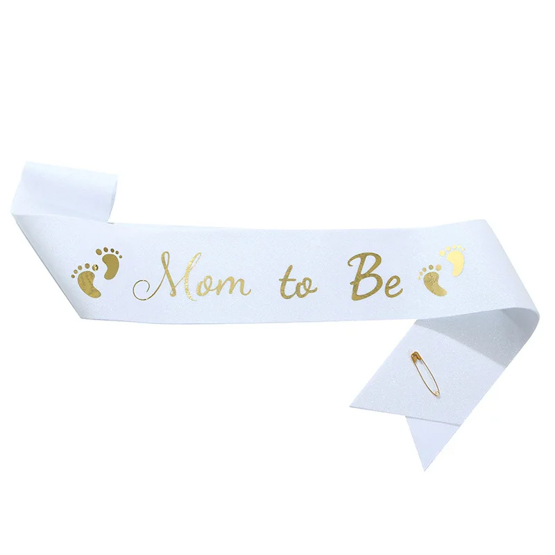 Glitter Satin Sash Set for Expectant Parents - Baby Shower & Gender Reveal Party Decoration