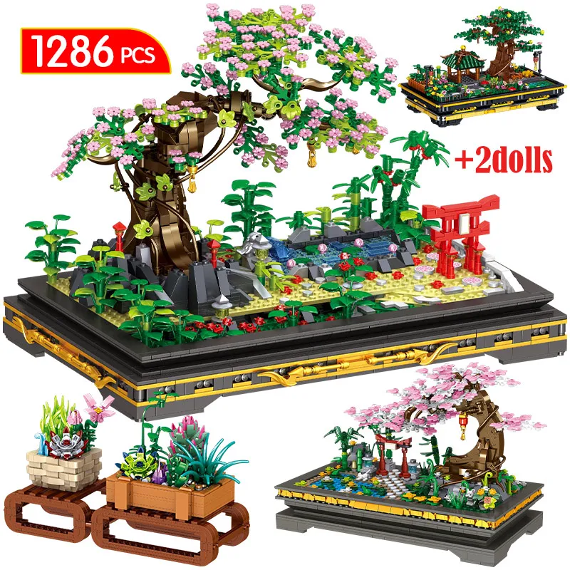 

1426pcs Mini Moc City Bonsai Ornaments Building Blocks Friends Home Decoration Potted Plant Figures Bricks Toy For Children Gift