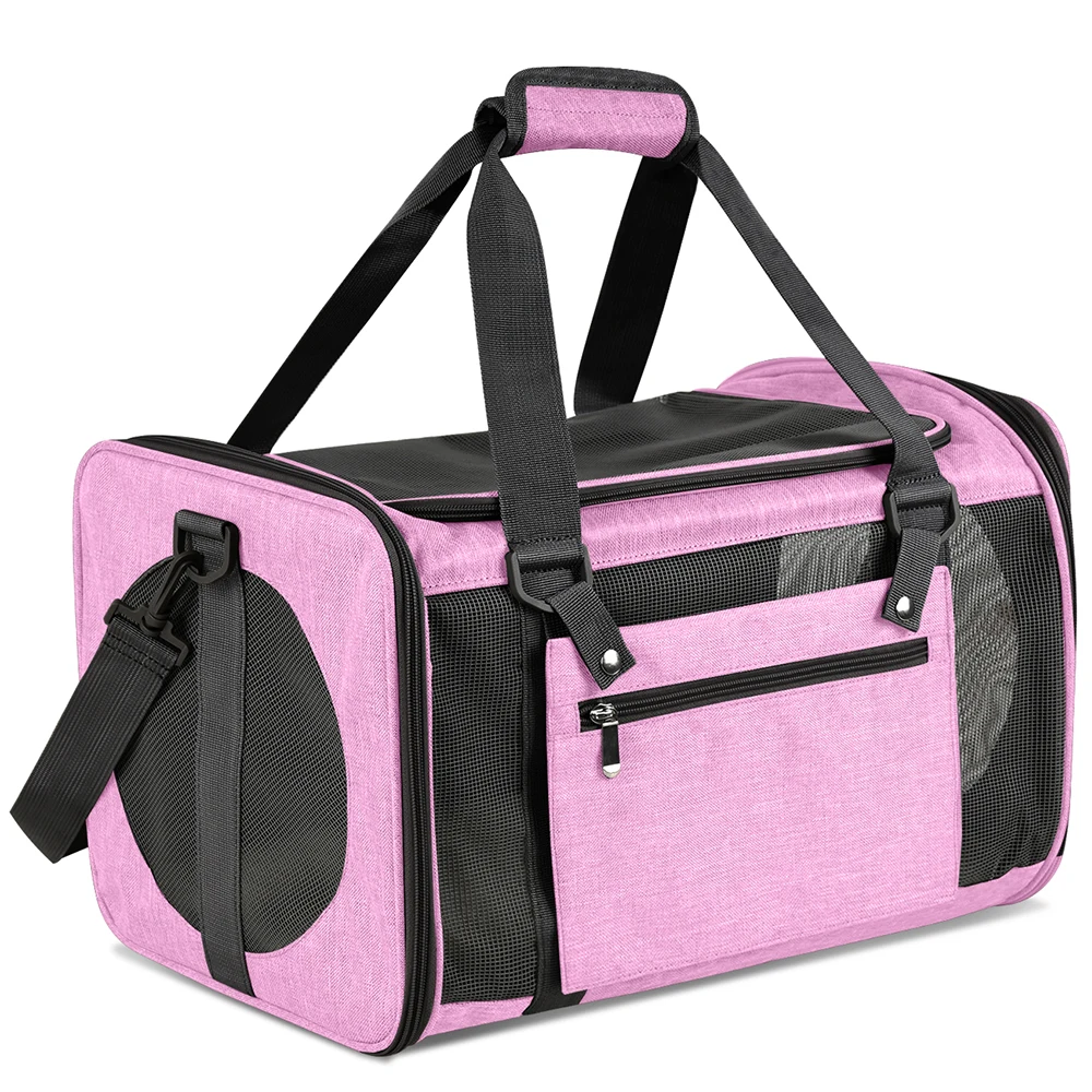 

Pet Carrier Bag Soft Sided Dog Backpack With Mesh Window Airline Approved Handbag For Dogs
