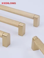 KEDLO ทองเหลืองยุโรปโมเดิร์นตาข่าย Knurling Handle ตู้ครัวดึงมือจับลิ้นชักทองแดง Handle 5
