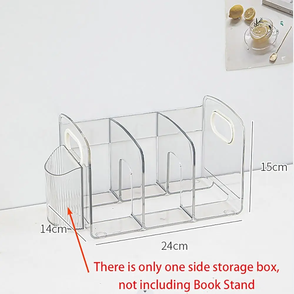 Divided Book Stand Clear Acrylic Bookends with Handle Desk Organizer Desktop Book Holder Desktop Sorting Rack Study Supplies