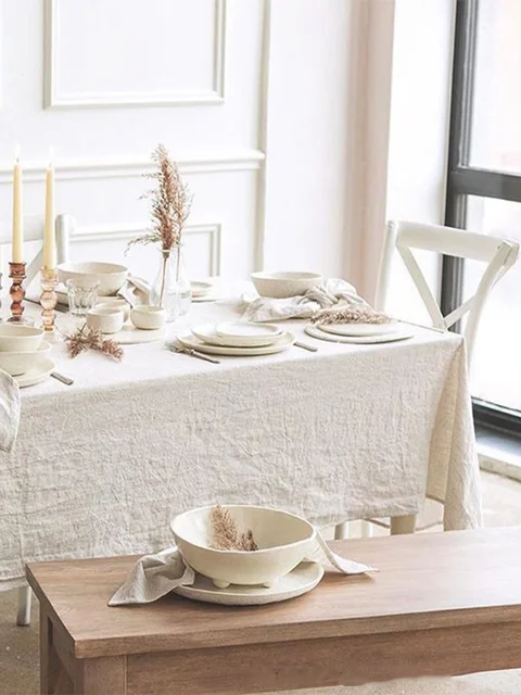 Nappe moderne en lin 100% coton, décoration de maison, nappe de décoration de mariage 3
