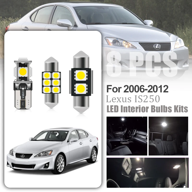 Fit For Lexus IS250 or IS350 or IS F 2006 2012 White Led Light Bulbs