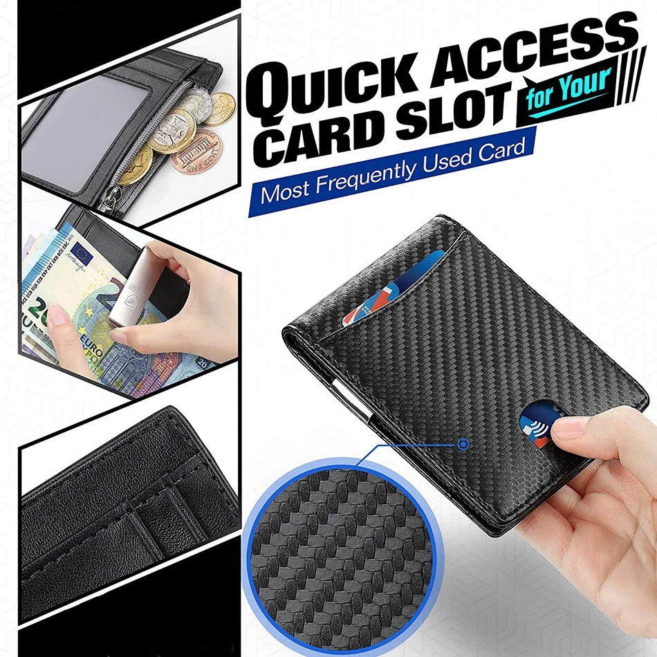 RFID Blocking Carbon Fiber Slim Wallet Front View