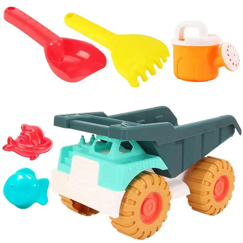 Truck Beach Toy Set Beach Sand Toys For Kids With Soft Material Bucket And Spade Play Sandpit Games For Toddlers Children new children beach table play sand toy pool set water dredging tools outdoor sand toys kids