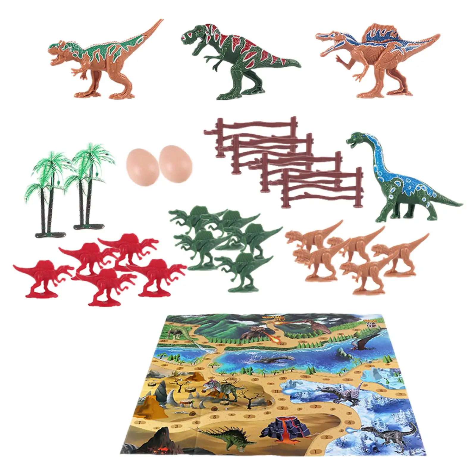 Dinosaure Jouet 58pcs avec Tapis de Jeu, Boite Figurines de