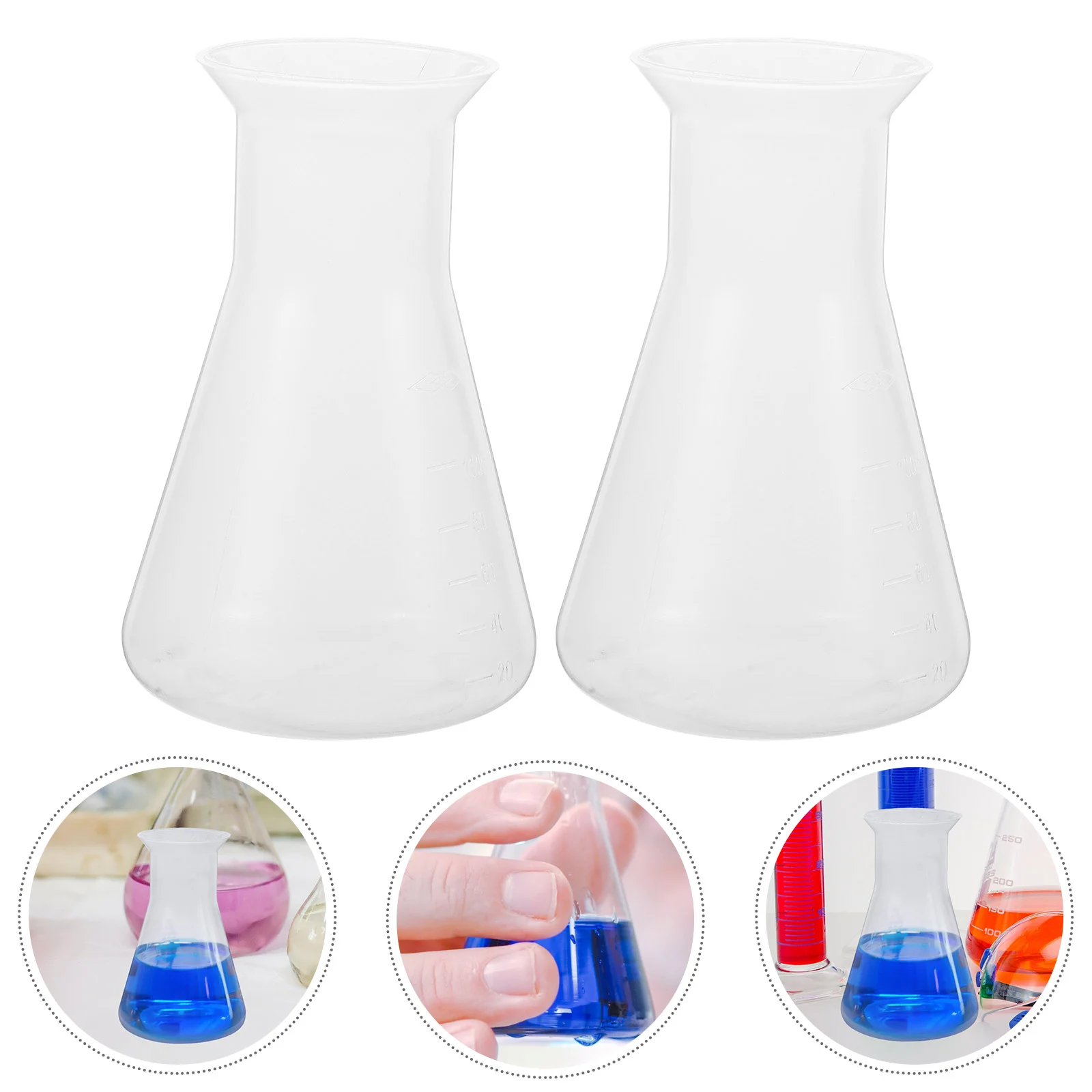 

6 Pcs Laboratory Flask Chemistry 100ml Erlenmeyer Plastic Glass Pp Science Graduated