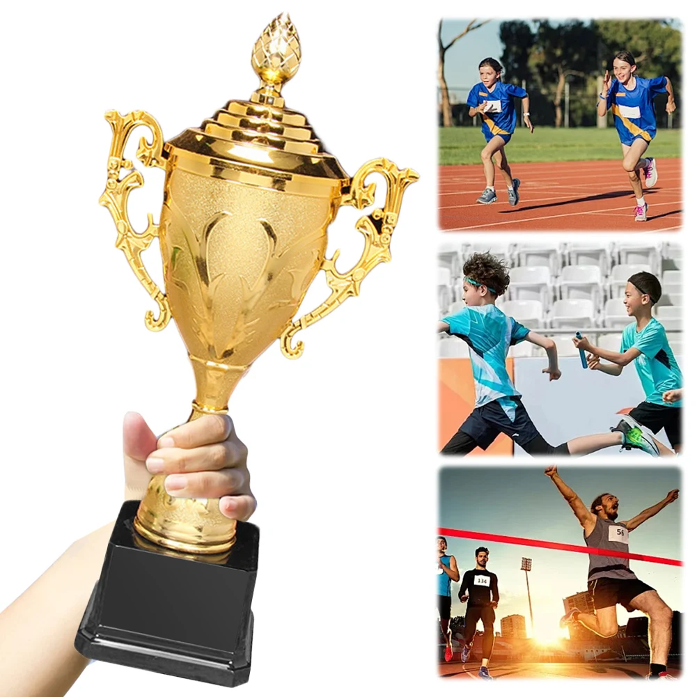 Plastic Trophy Toys Gold 8.5 Inch Basketball Football with Lid Sports Competition for Race