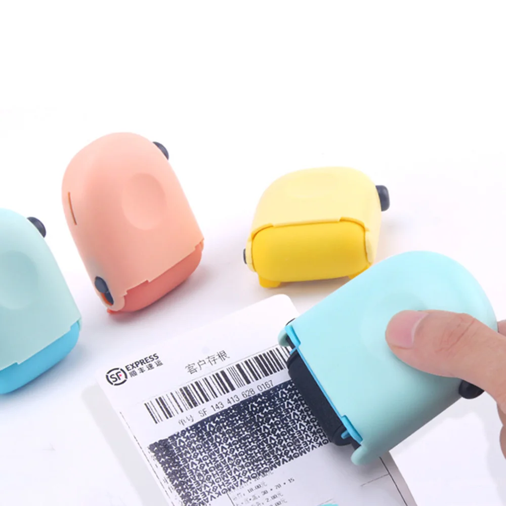 Chzimade Random Color ID Police Identity Protection Roller Stamp Mini Privacy Theft Guard Address Blocker Identity Stamps Roller